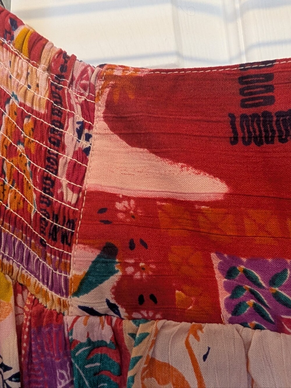 Angie Pink Purple Orange Teal Boho Print Wide Leg, L - Picture 6 of 6